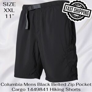 Columbia Mens XXL 11" Black Belted Zip Pocket Cargo 1449841 Hiking Shorts